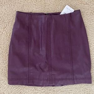 Free People Berry vegan leather mini shirt